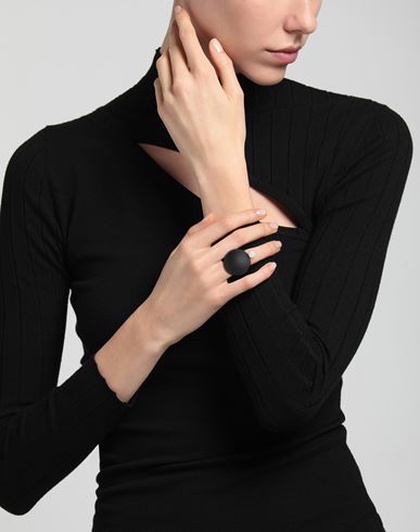 Givenchy Woman Ring Black Size 6.75 Brass