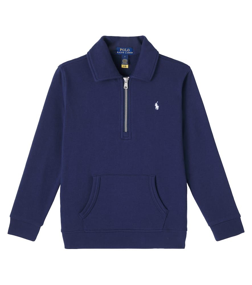 Cotton-blend polo sweater