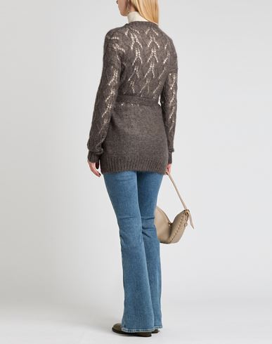 Woman Cardigan Charcoal Size L Mohair wool, Silk