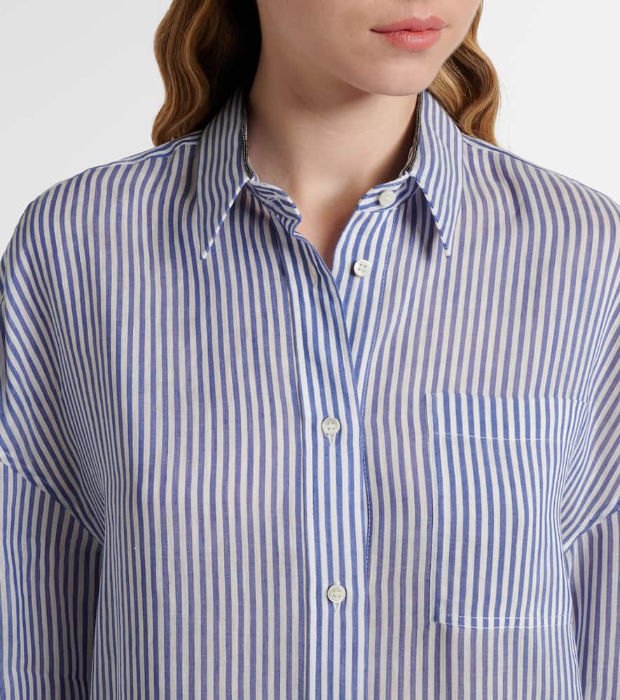 Monili striped linen and silk organza shirt