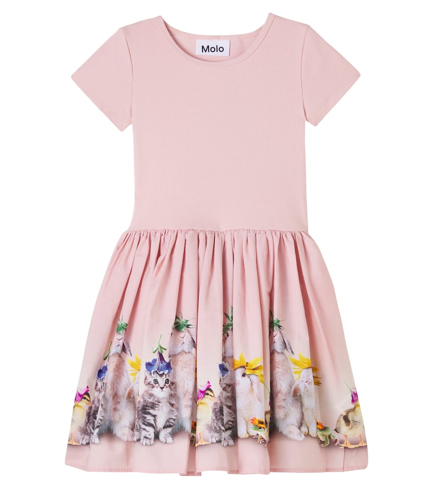 Printed cotton-blend dress