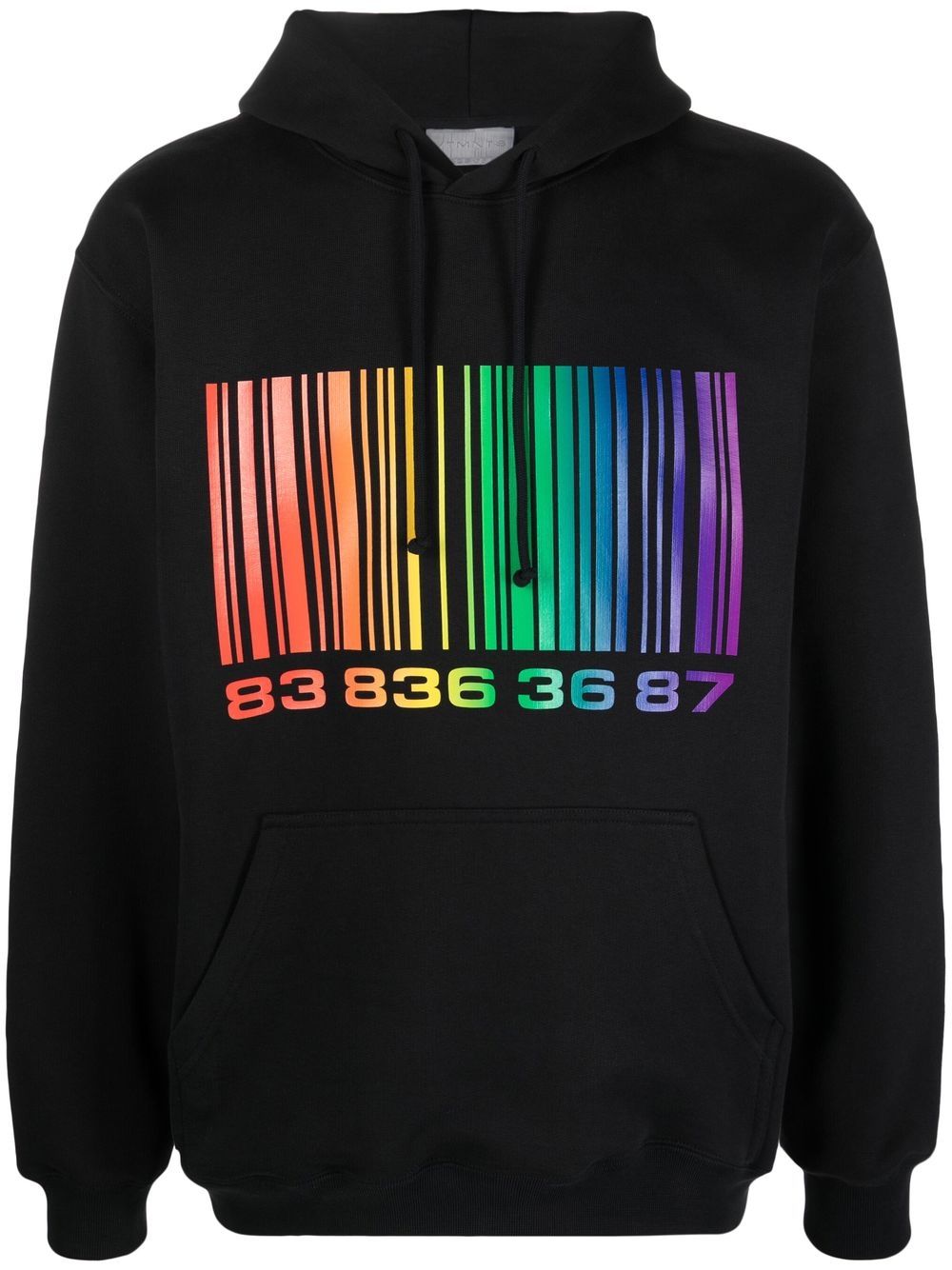 Barcode-print pullover hoodie - Black