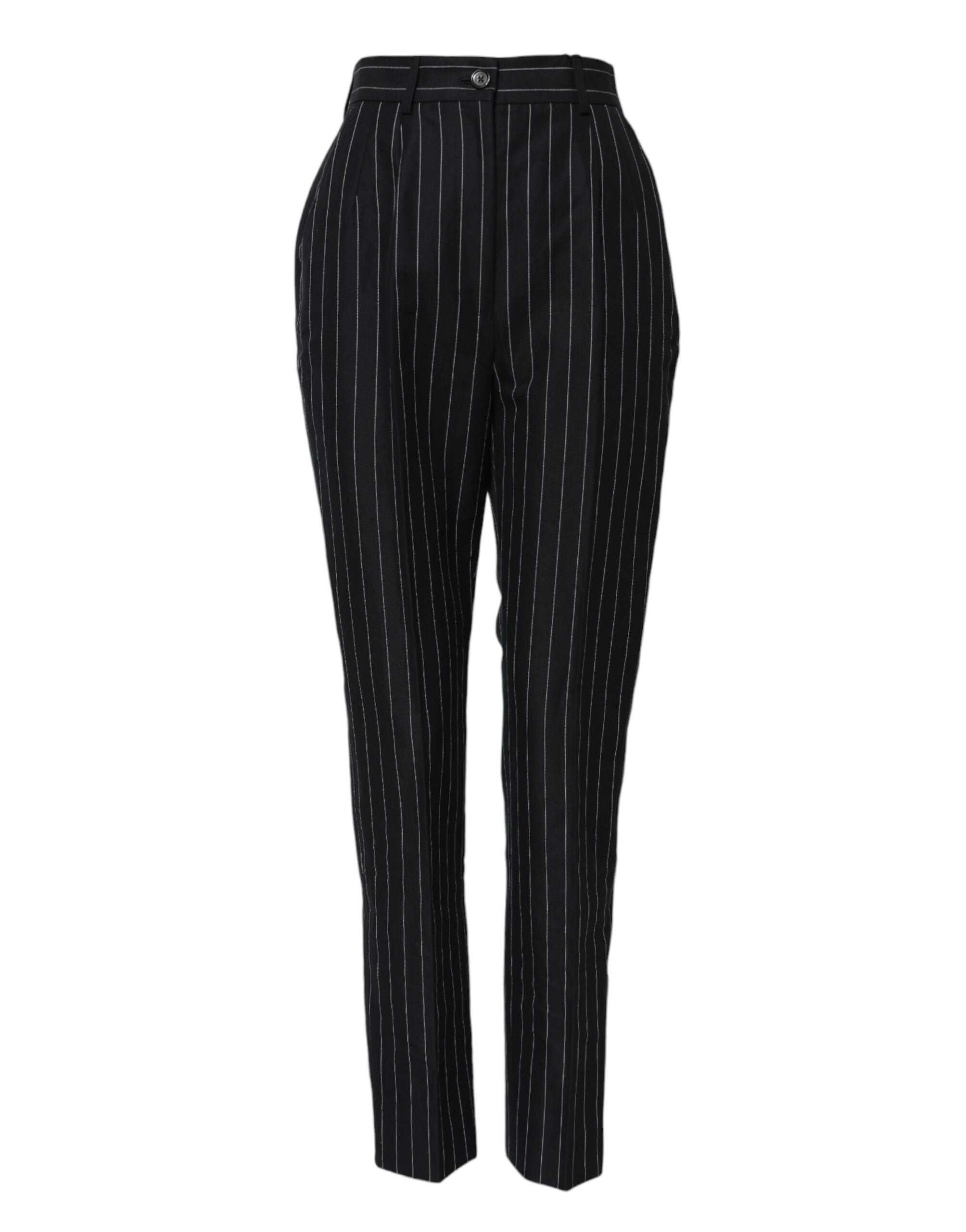 Pinstriped Linen-Cotton Trousers — Black