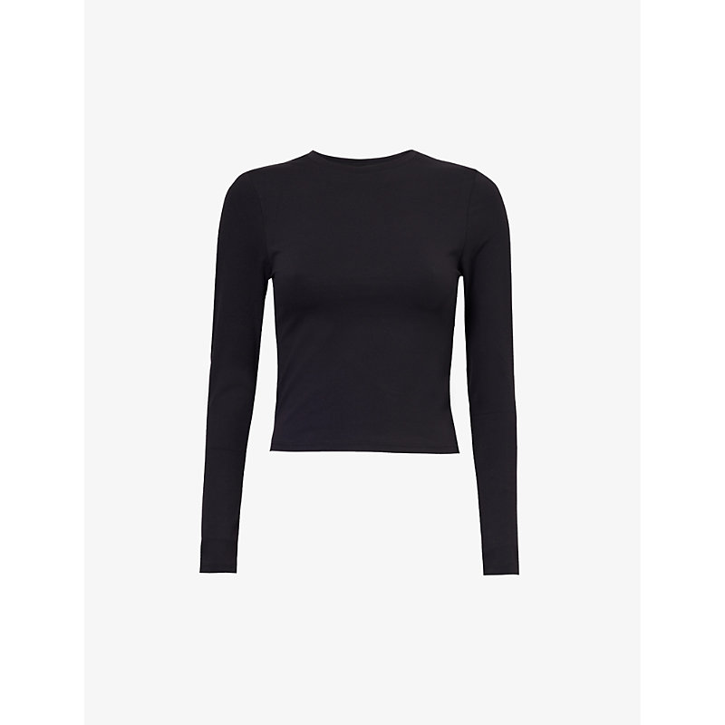 Womens Shadow Black Dayflex Long-sleeved Stretch-recycled Nylon T-shirt 