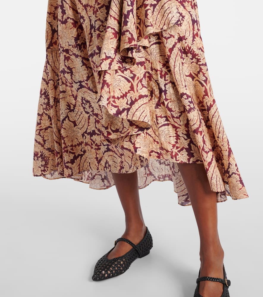 Sabina printed cotton-blend maxi skirt