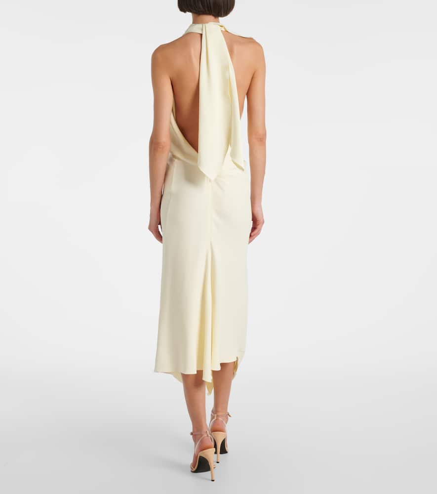 Gathered satin crepe midi dress