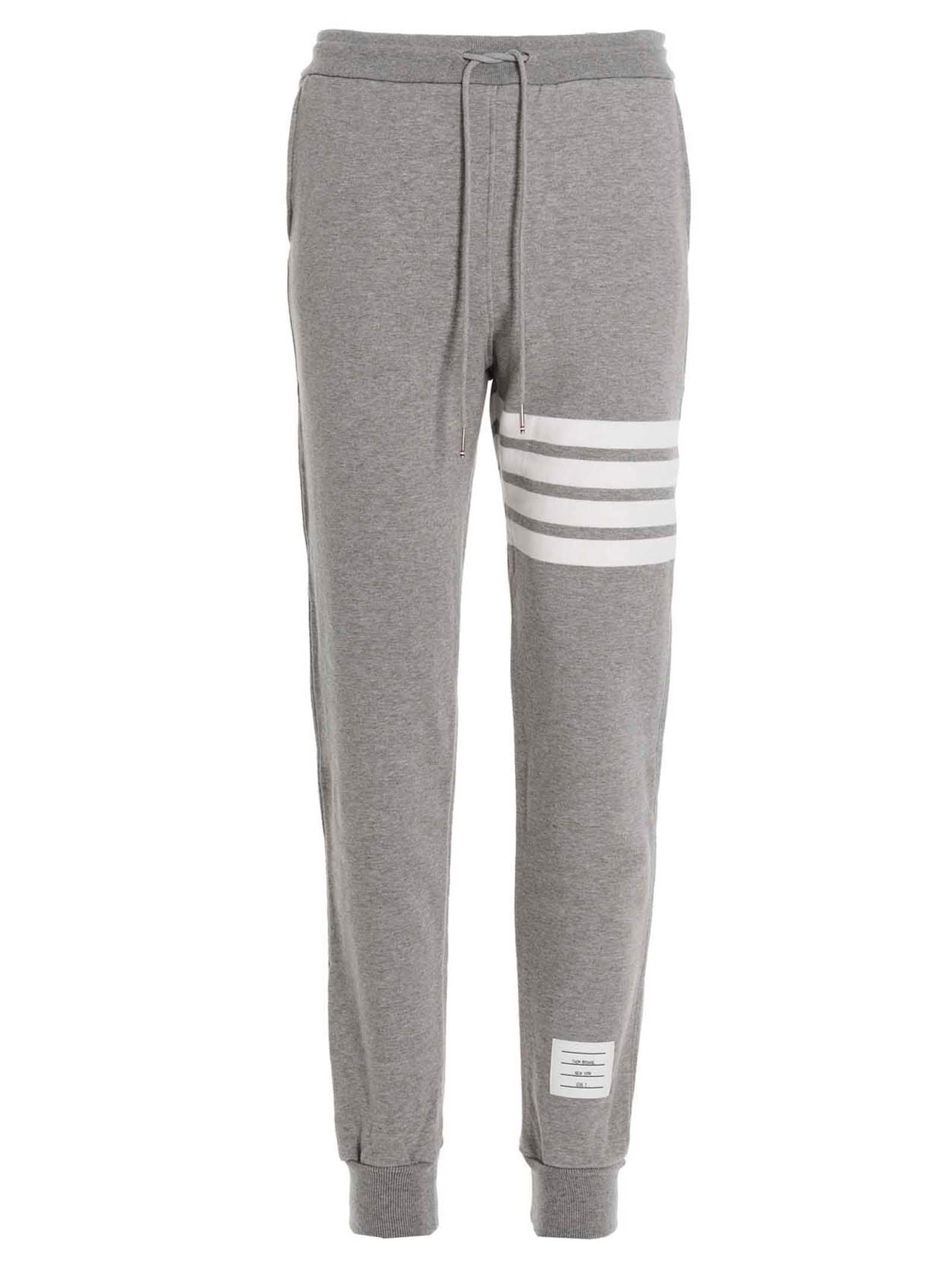 4-Bar Striped Cotton Joggers — Gray