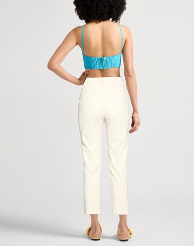 Woman Pants Off white Size 6 Cotton, Elastane