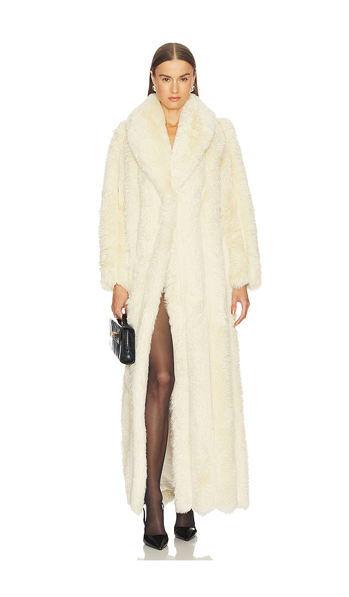 LOBA Luciana Faux Fur Maxi Coat in Chocolate. M. Also in
