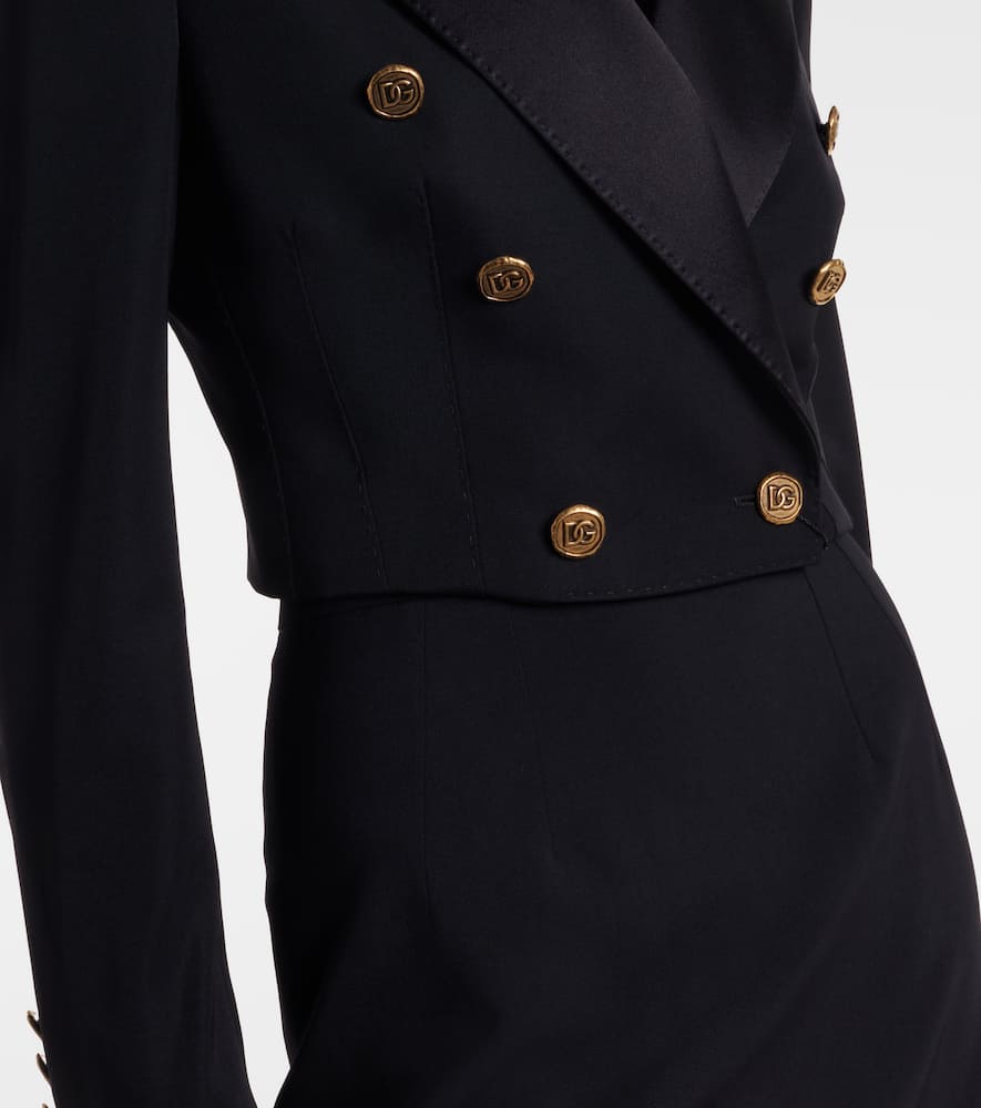 Cropped wool and silk-blend jacket