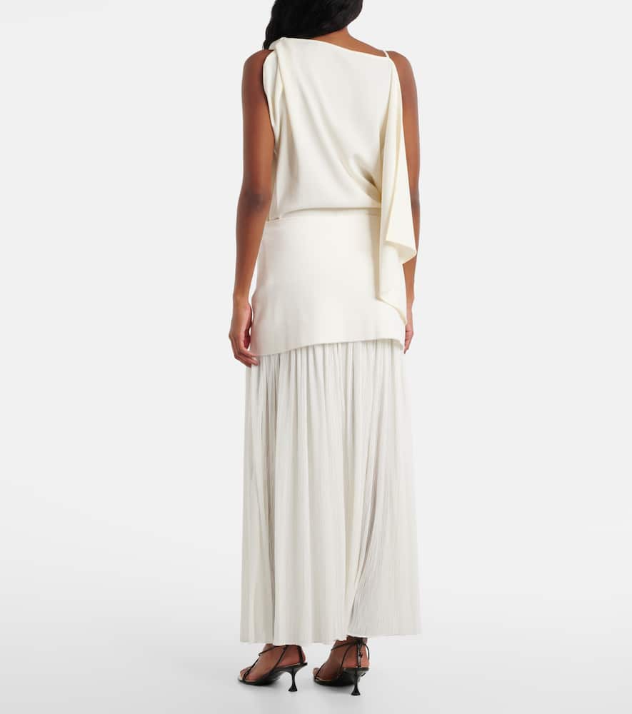 Paige pleated crêpe chiffon maxi skirt