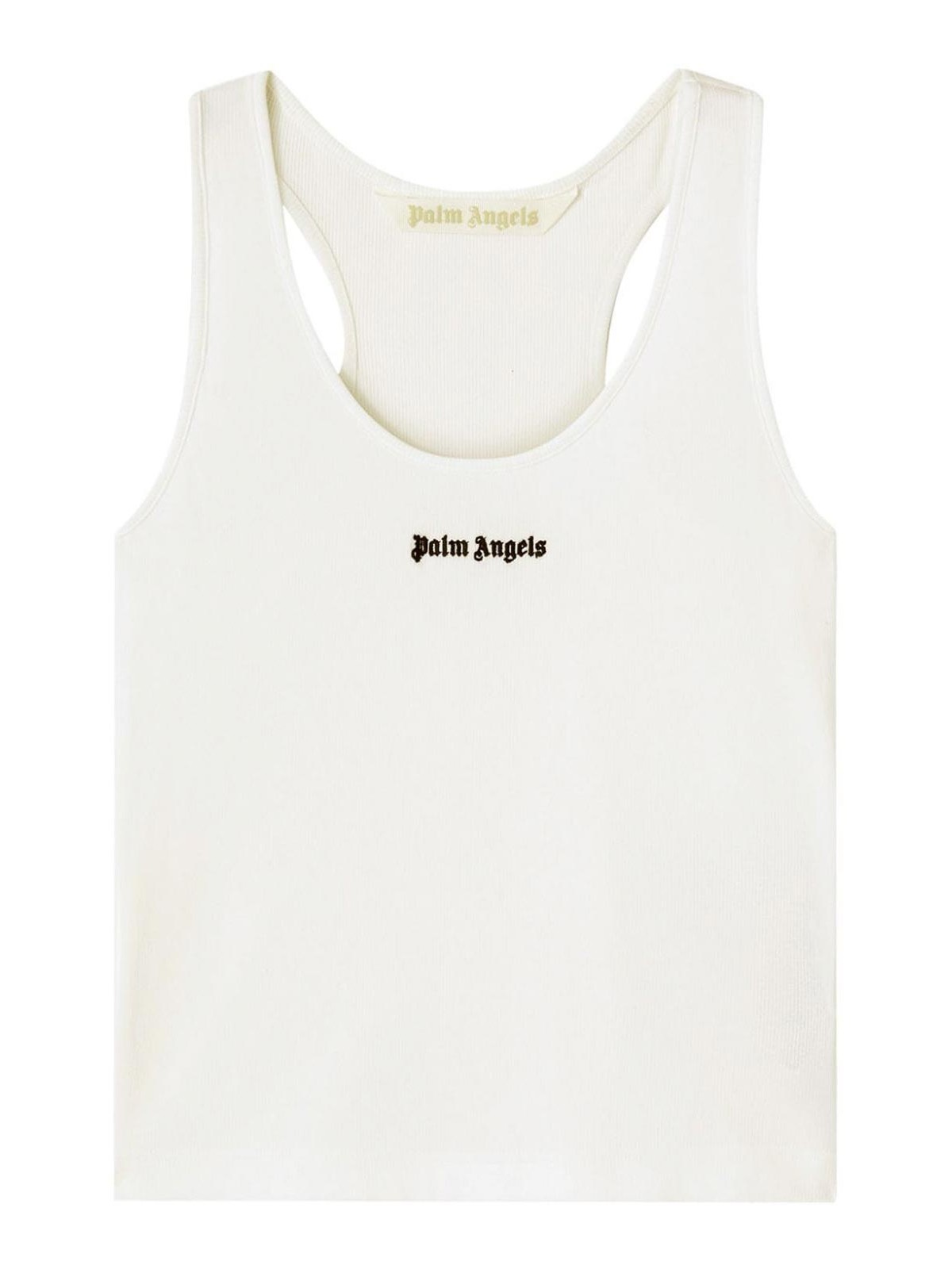 Logo-embroidered ribbed tank top - White
