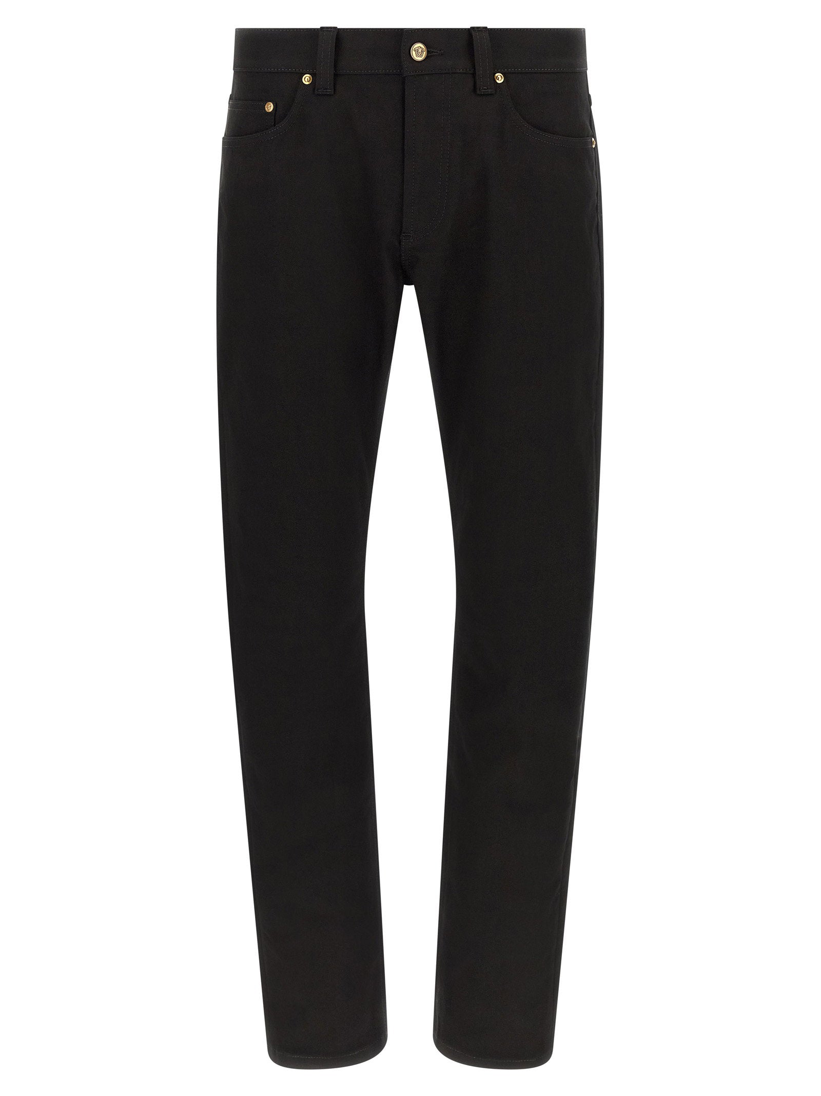 Medusa Embroidery Jeans — Black