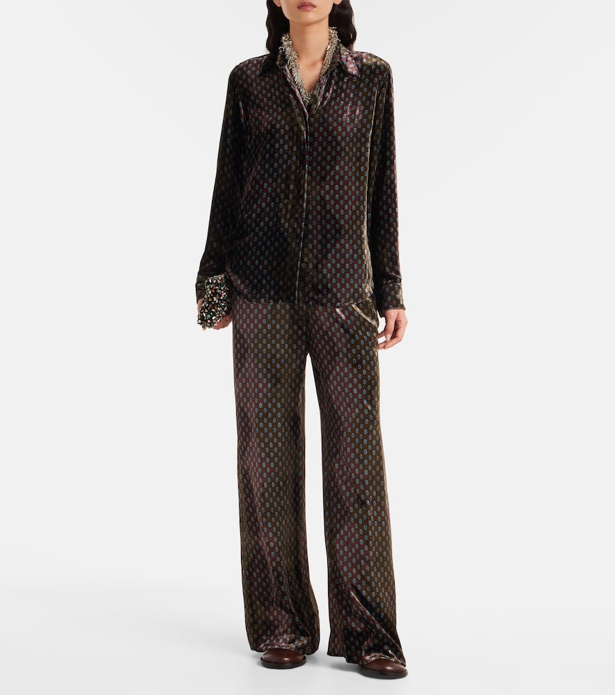 Printed wide-leg satin pants