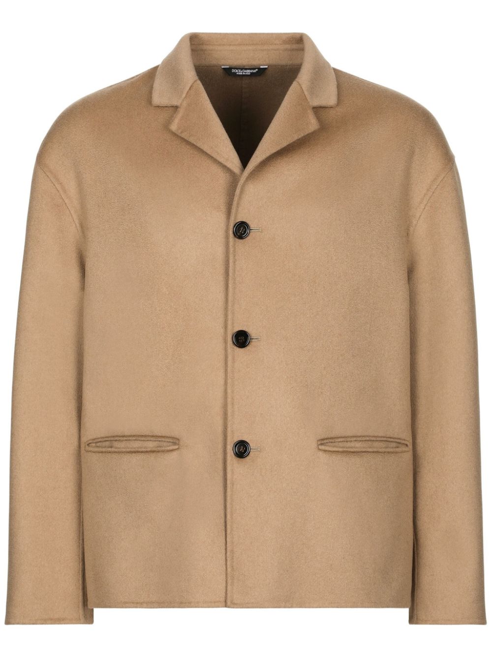 Single-breasted cashmere jacket - Neutrals