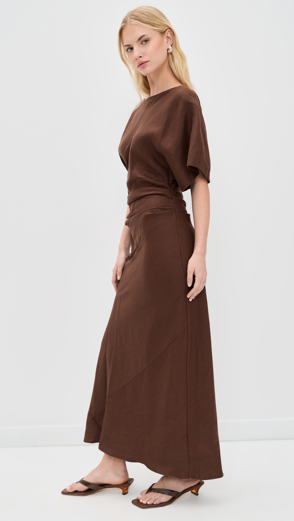 Amelie Linen Dress Dark Oak