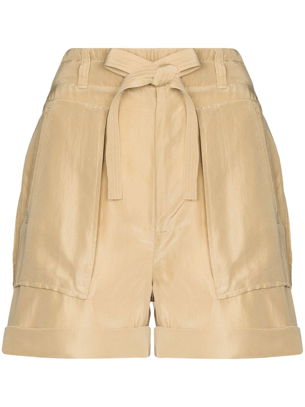Paperbag-waist silk shorts - Neutrals