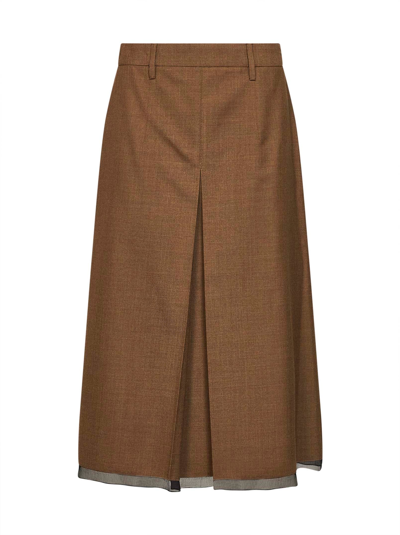 Virgin Wool Midi Skirt — Camel