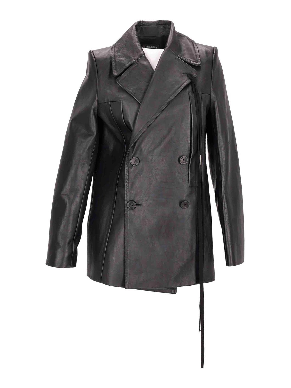 Helen Leather Fitted Peacoat Black