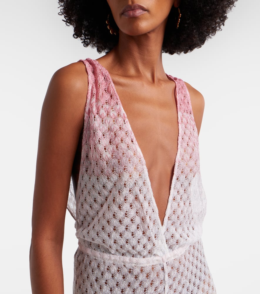 Open-knit lamé jumpsuit