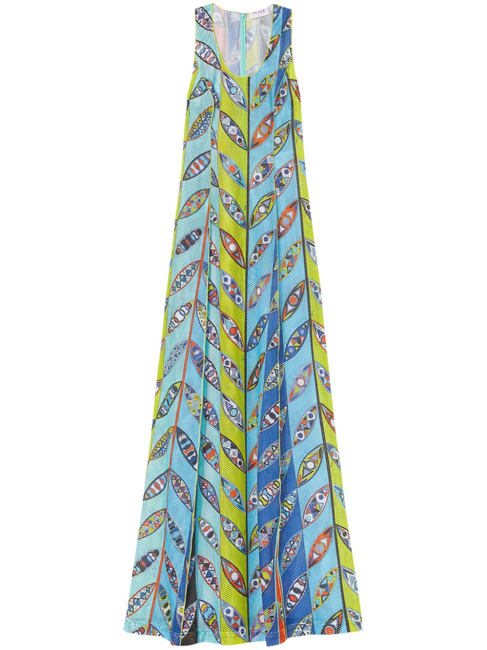 Girandole-print mesh maxi dress - Blue