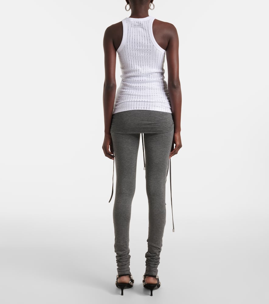 Embellished cotton jersey top