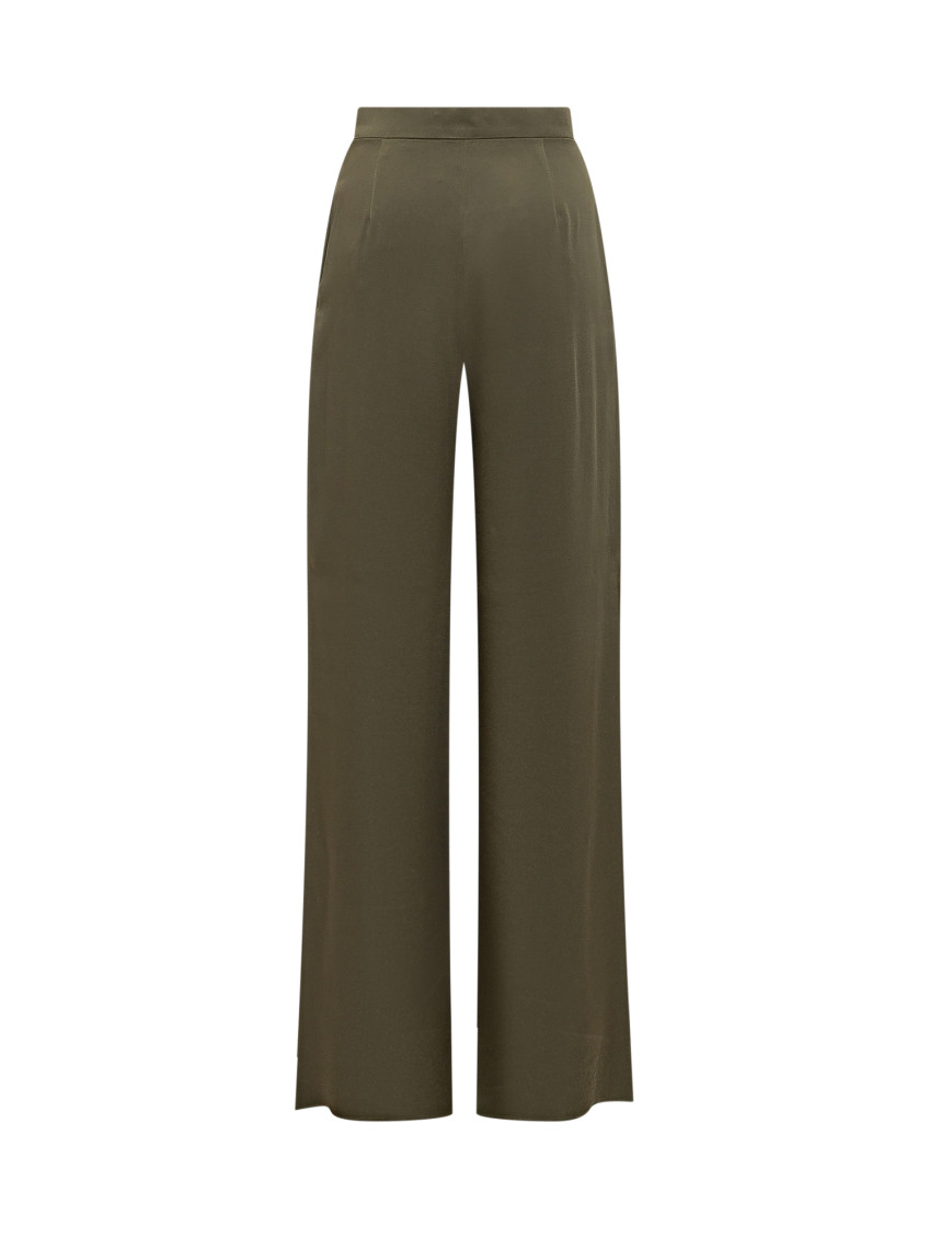 Green Relaxed Flat Front Pants