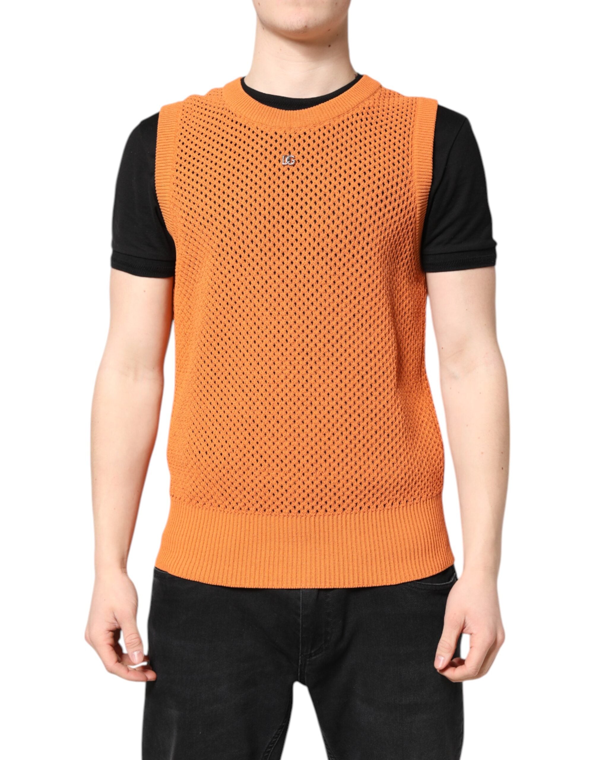 Cashmere-Silk Knit Tank Top — Orange
