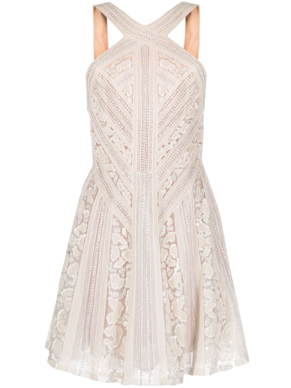 Bead-embellished silk dress - White
