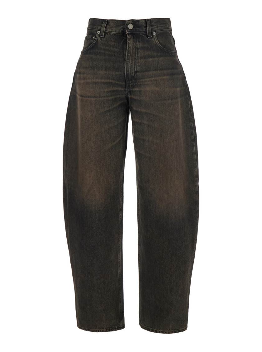 Bibi Brown Jeans With Logo Patch On The Rear And Tapered Leg In Denim Woman