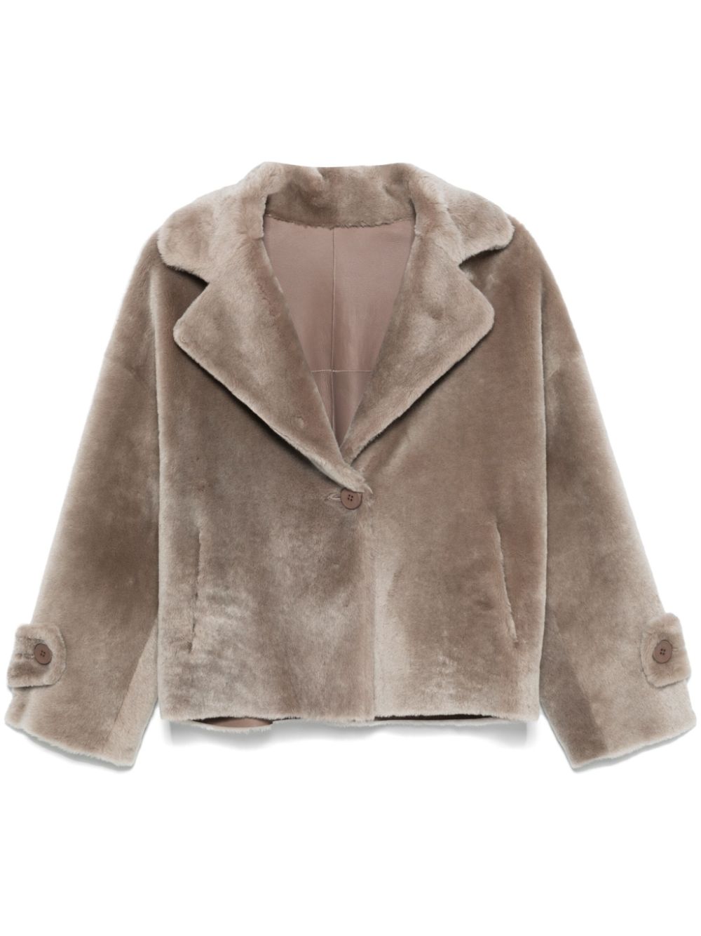 Single-breasted shearling jacket - Grey