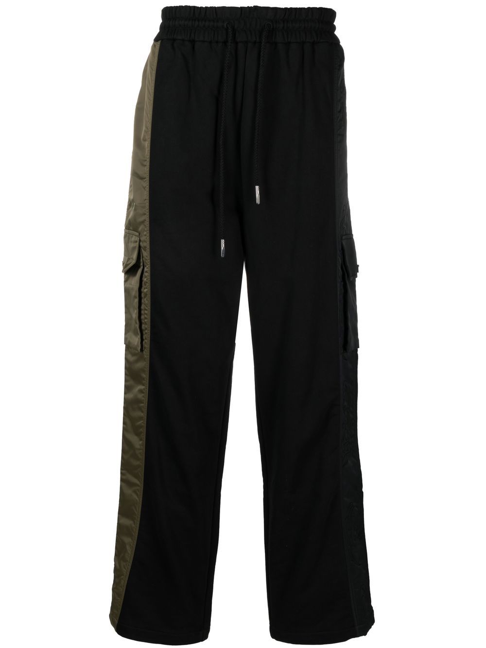 Contrast straight-leg cargo trousers