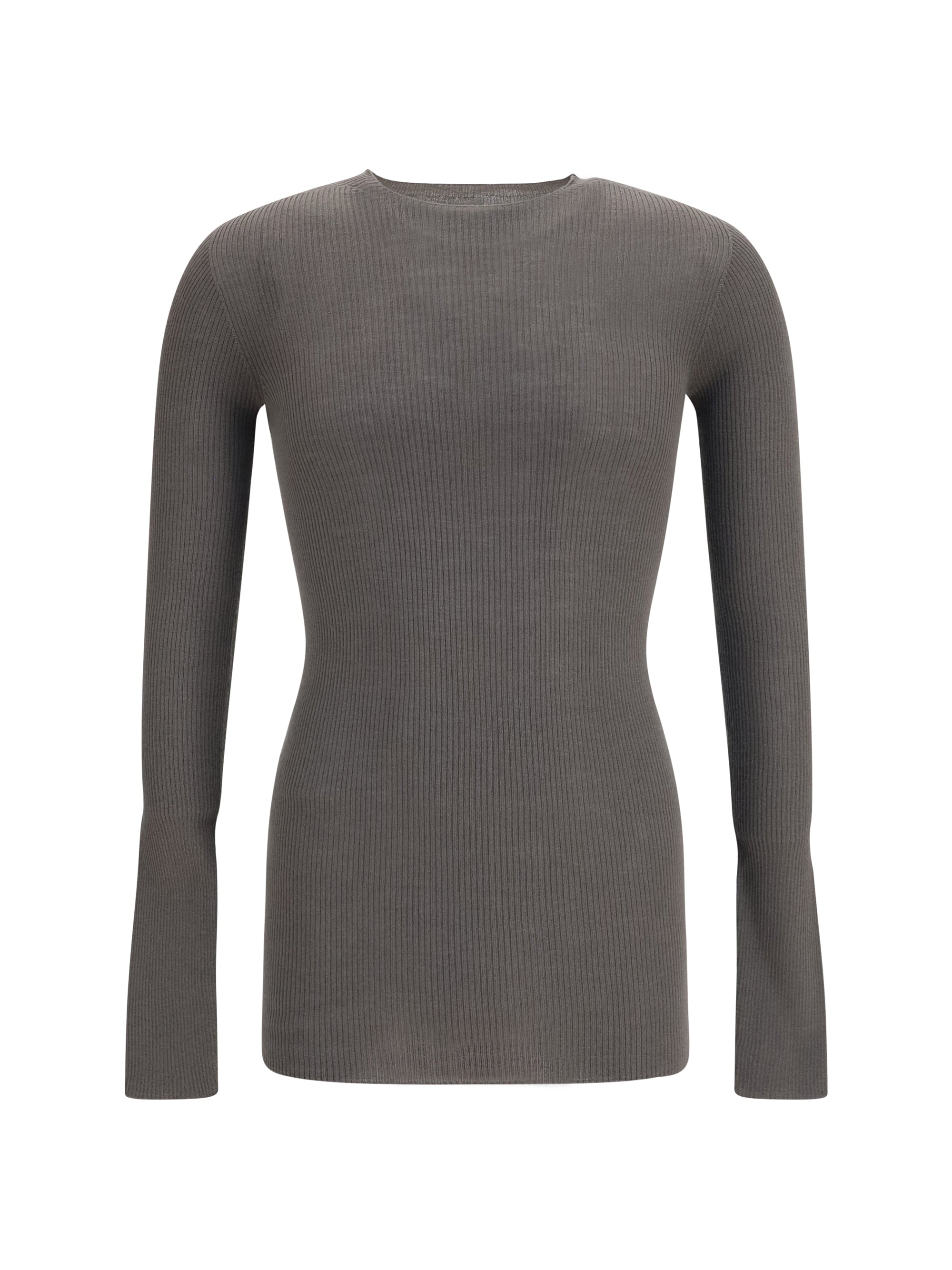 Slim Ribbed Merino Wool Sweater — Gray