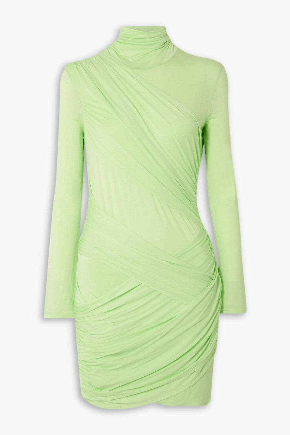 Kores draped neon stretch-jersey turtleneck mini dress