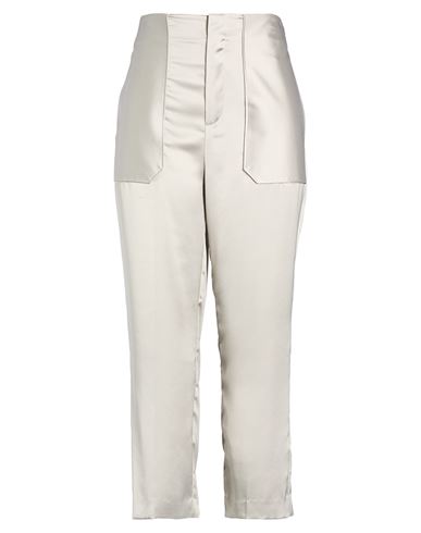 Woman Pants Light grey Size 12 Polyester