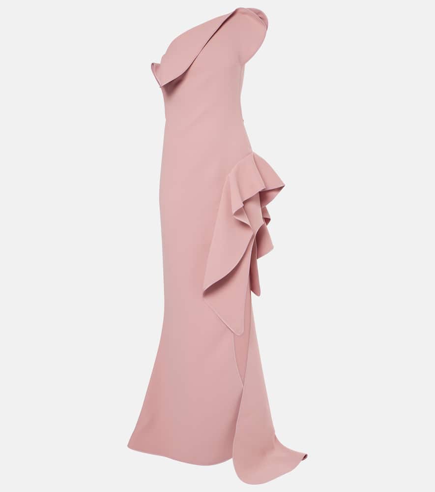 Provenance ruffled one-shoulder crêpe gown
