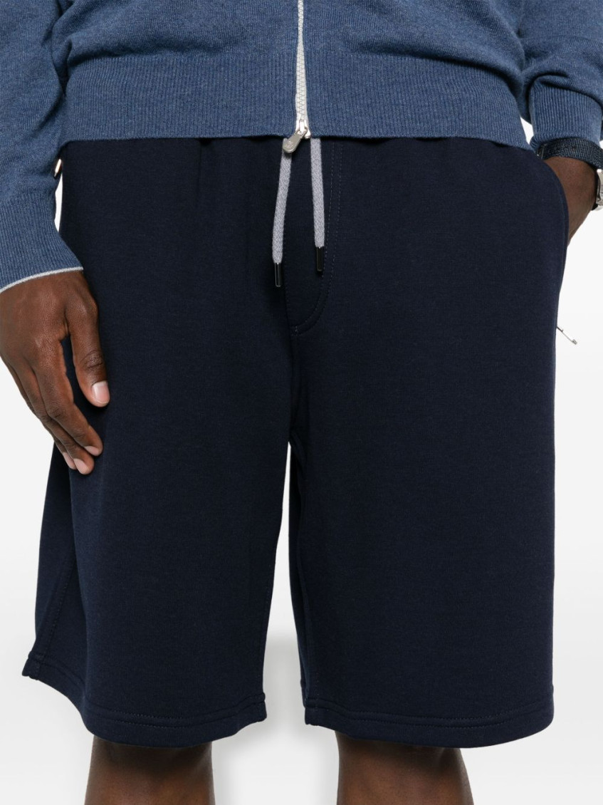 Drawstring-waist jersey track shorts - Blue