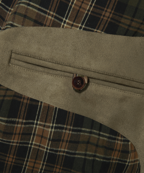 Two Pocket Button Suede Bomber Jacket_Khaki