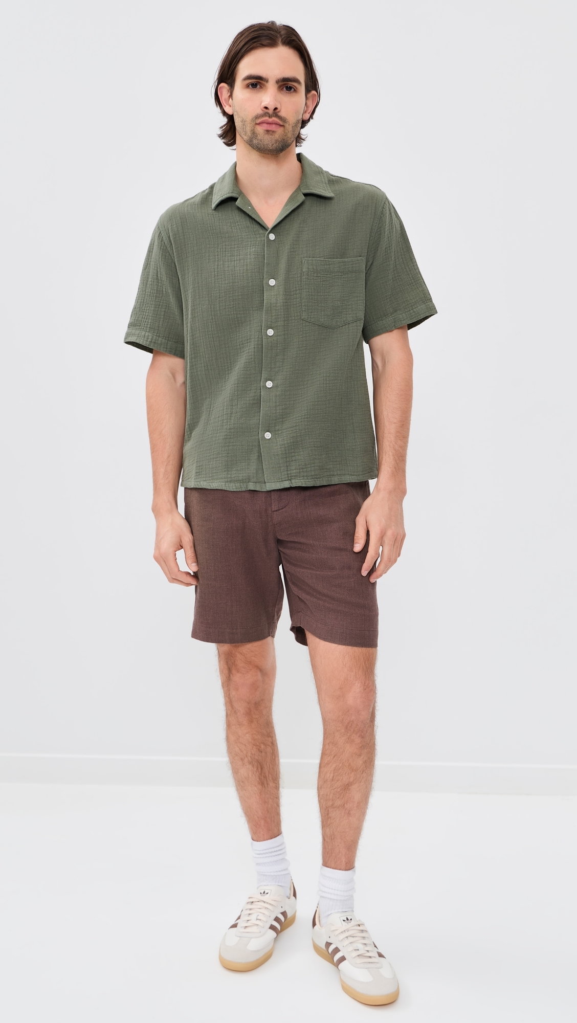 Double Cloth Short Sleeve Top Army