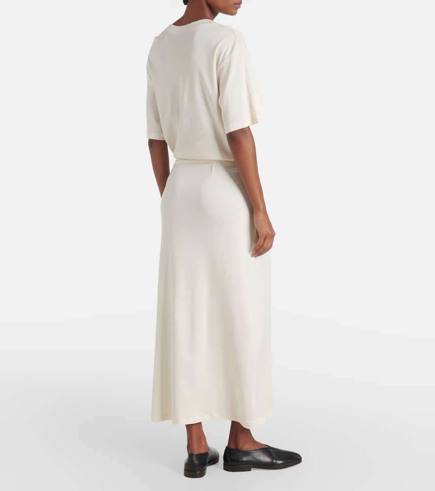 Belted cotton jersey midi dress