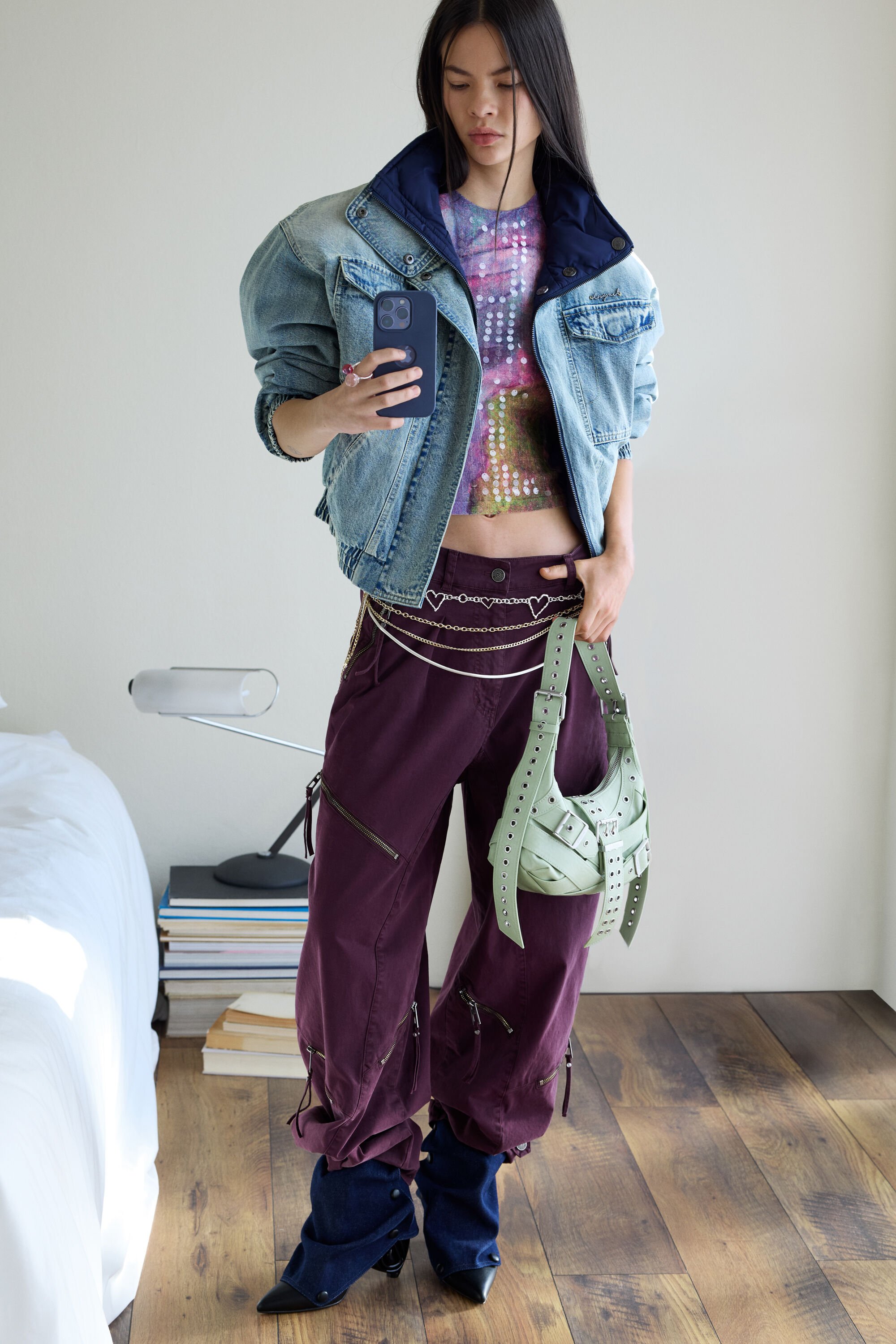 Tie-dye trousers with zipper