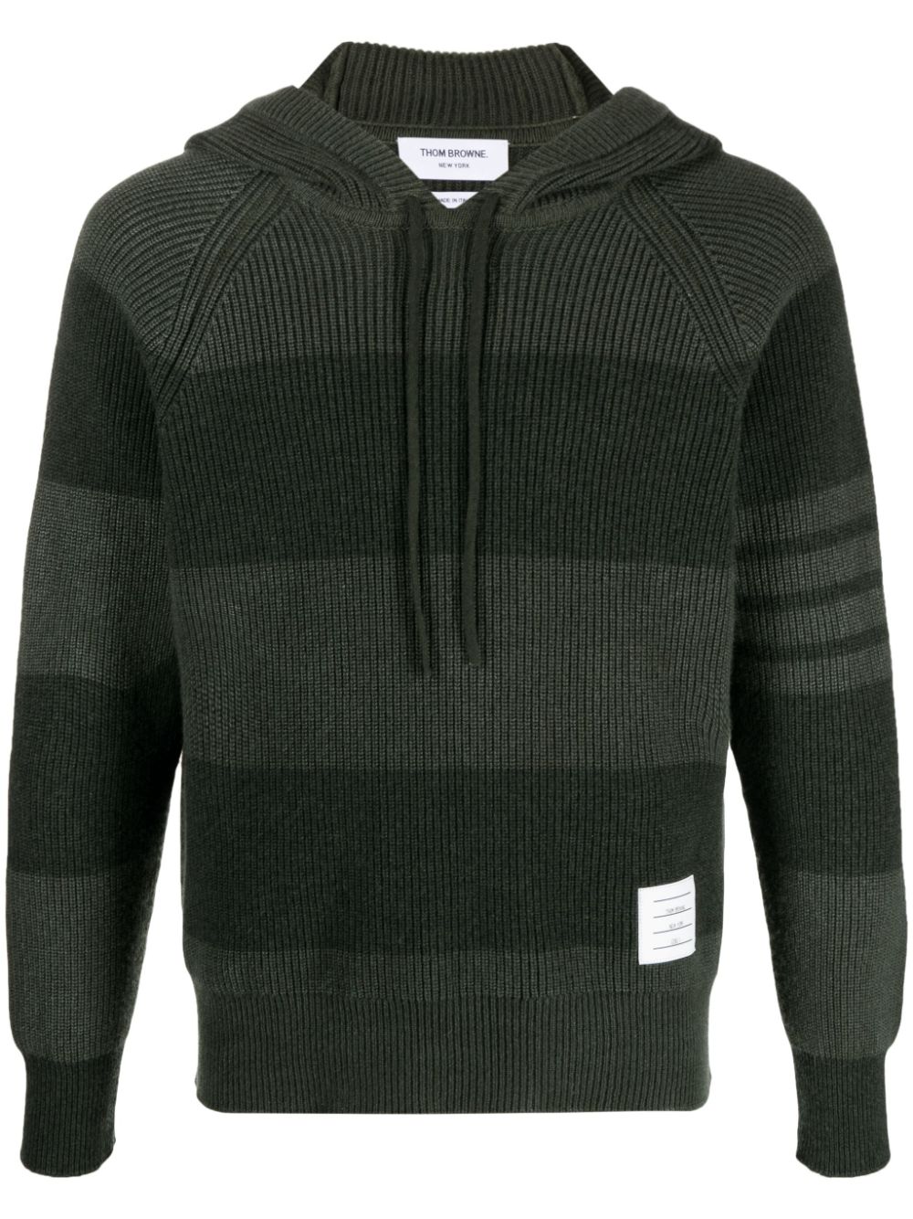 4-Bar striped cashmere hoodie - Green