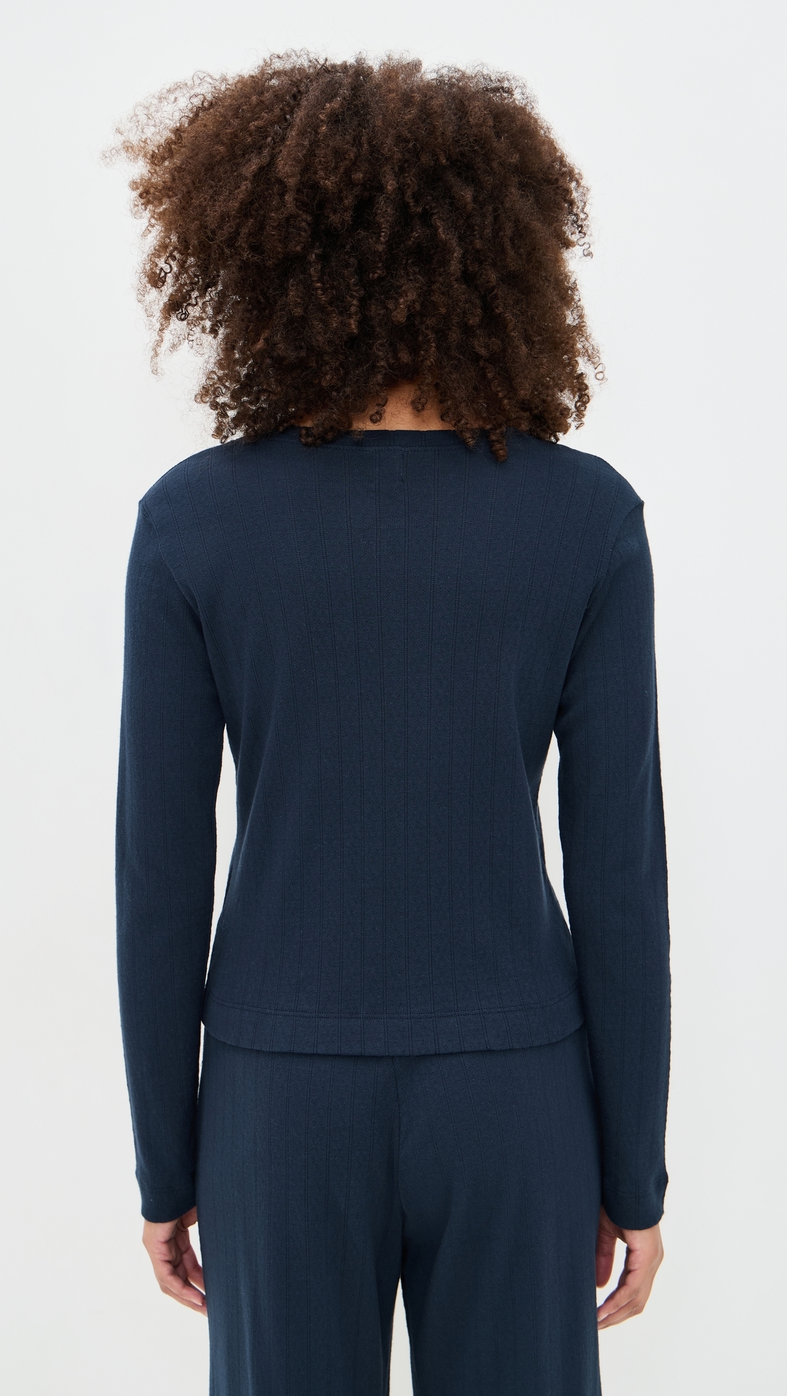 Pointelle Classic Crew Cardigan Midnight 