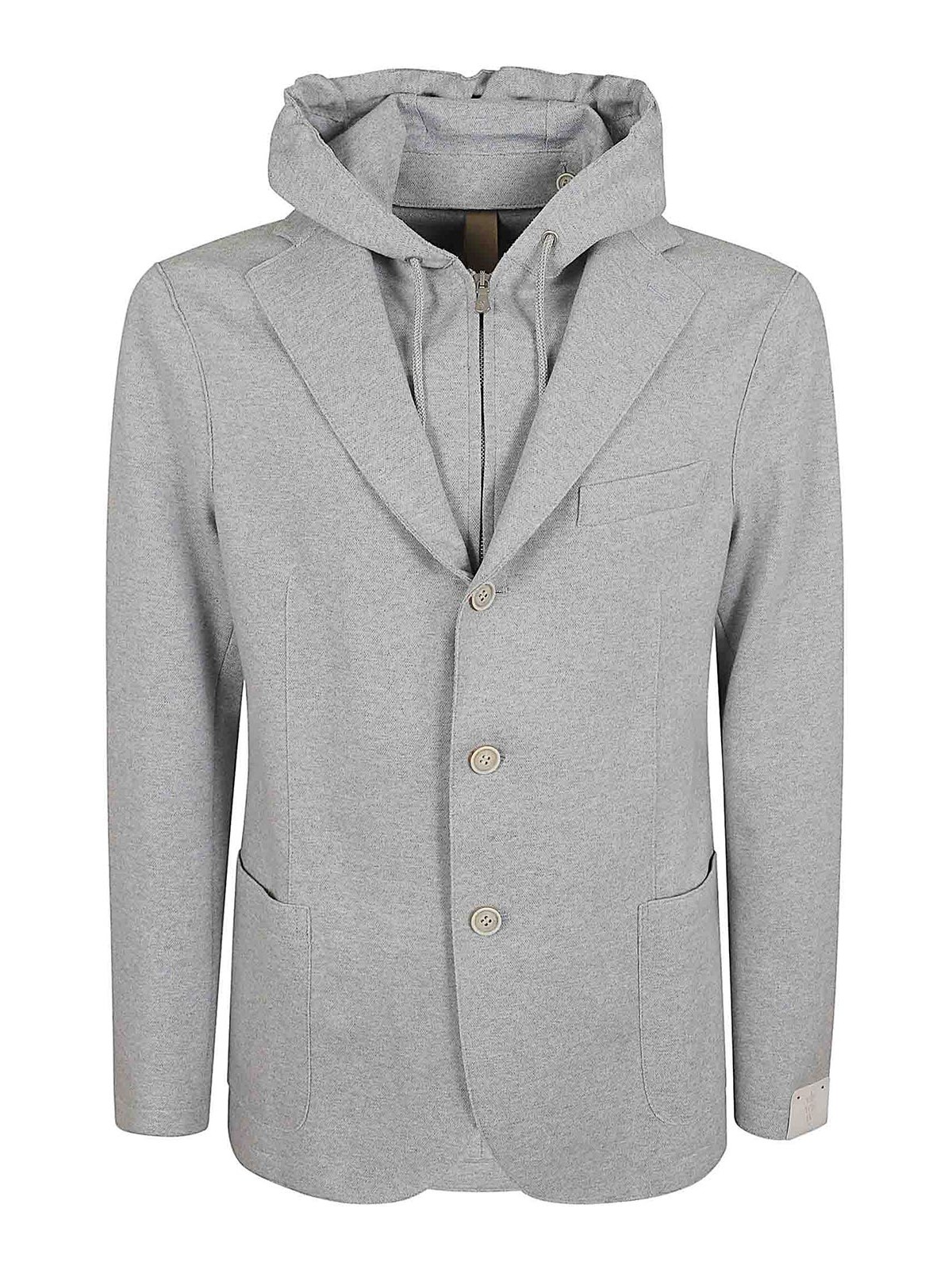 Eleventy - hooded jacket notch lapel single breasted pocket