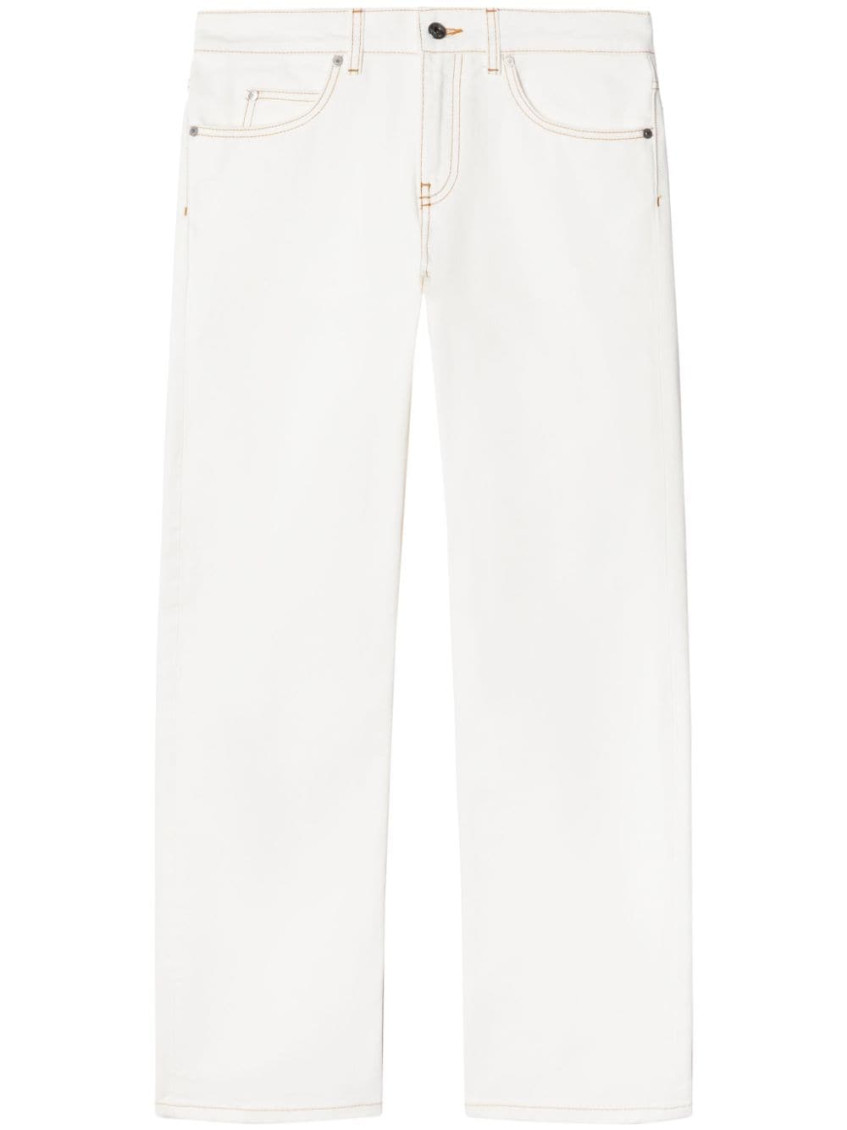 Contrast-stitching straight-leg jeans
