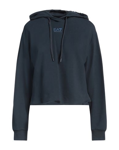 Ea7 Woman Sweatshirt Midnight blue Size M Cotton, Elastane