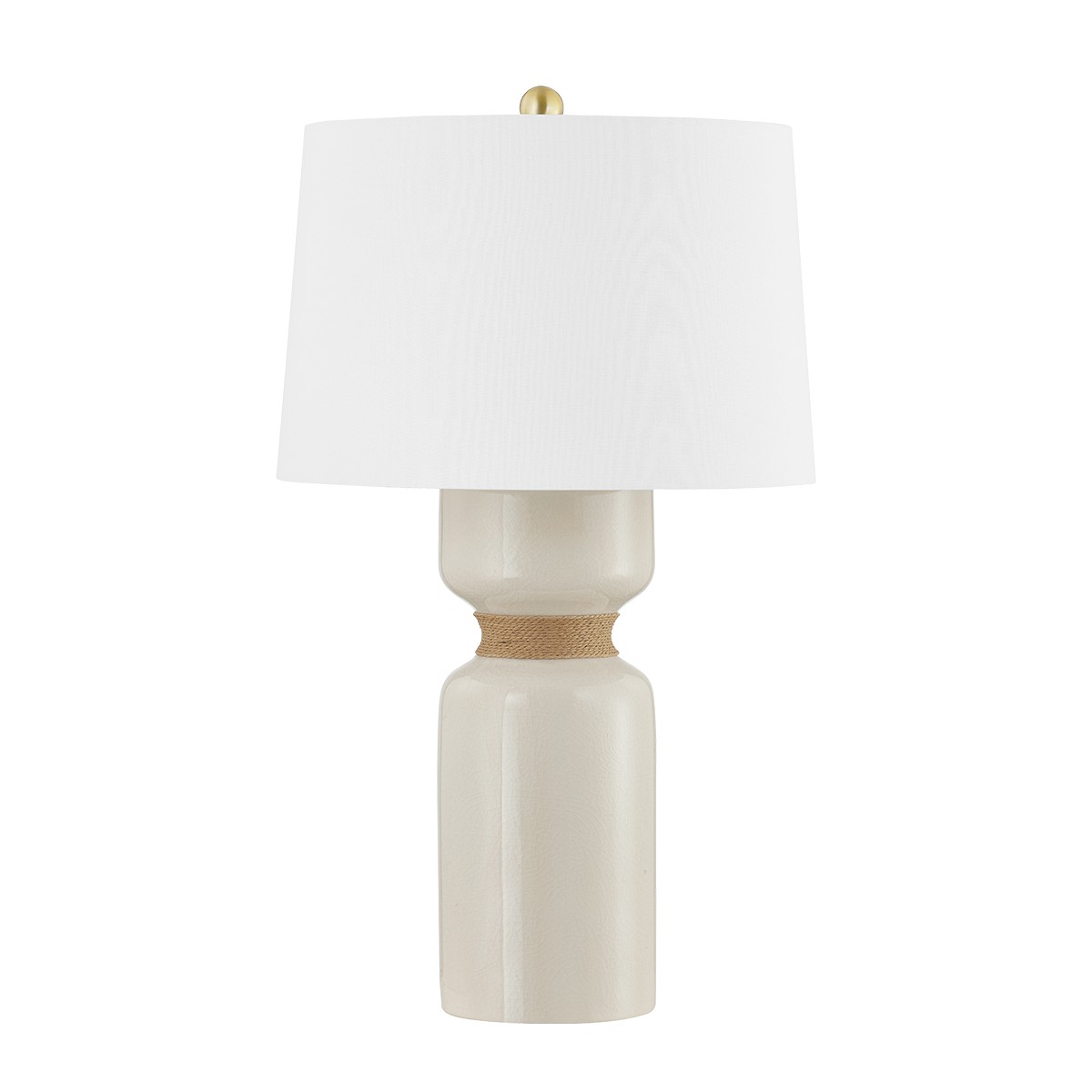 Aged Brass Ceramic Ivory Crackle One Light Table Lamp from the Mindy Collection