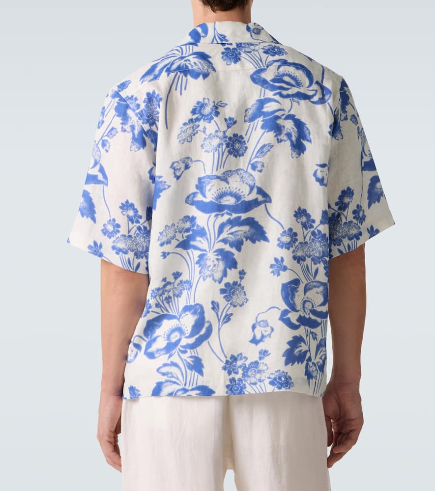 Floral linen bowling shirt
