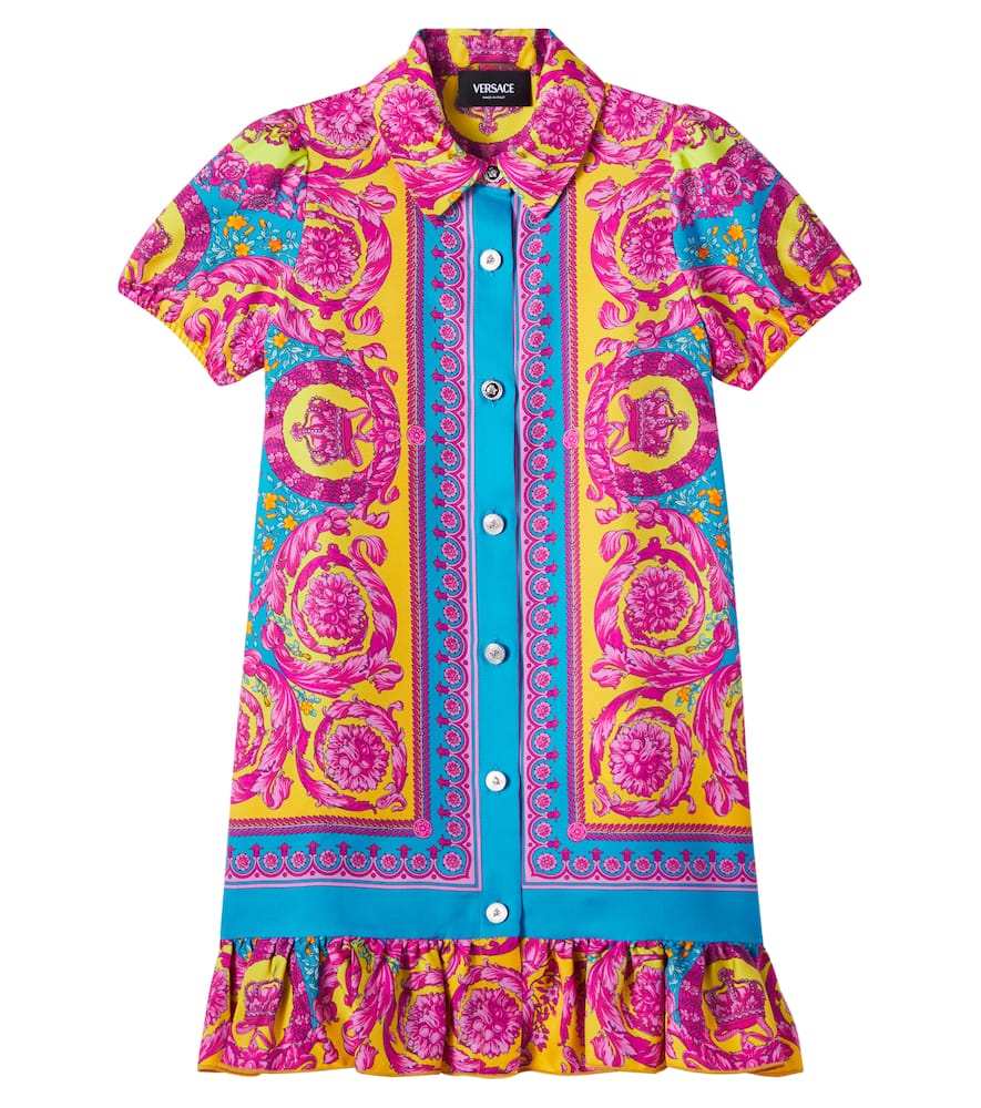 Electric Barocco silk twill shirt dress