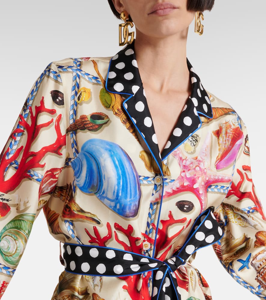 Capri printed silk satin shirt